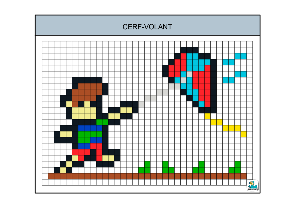 Pixel art cerf-volant dodocraft