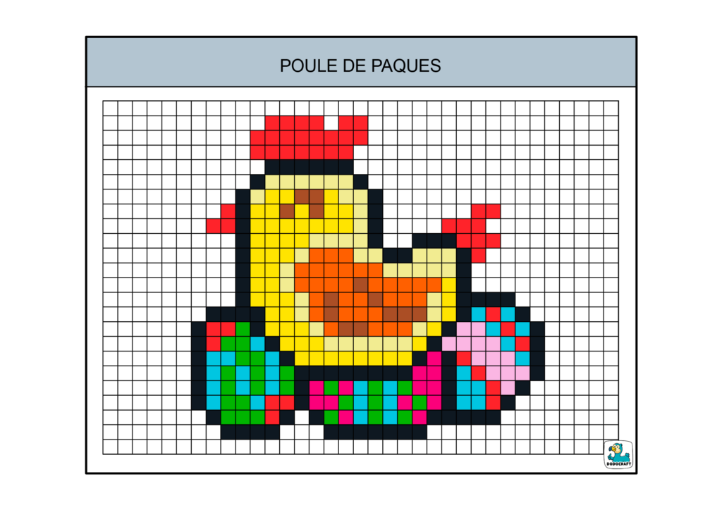 Pixel art poule de paques dodocraft