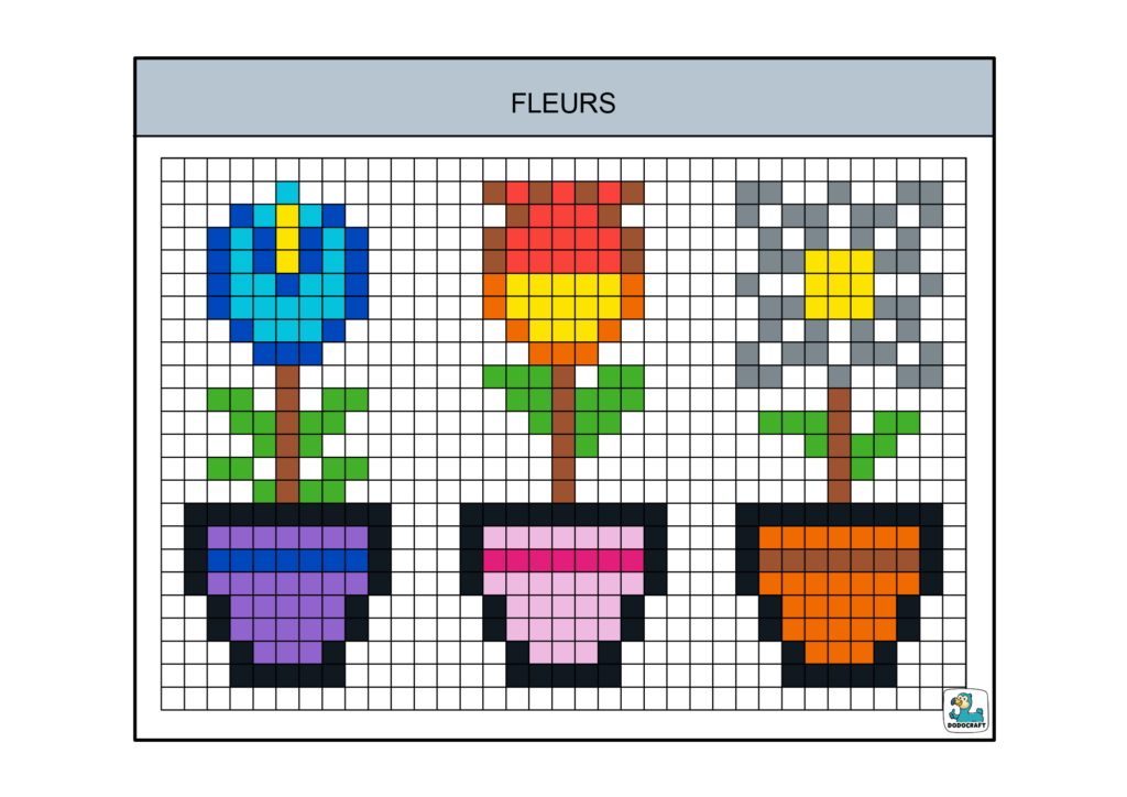 Fleurs pixel art dodocraft