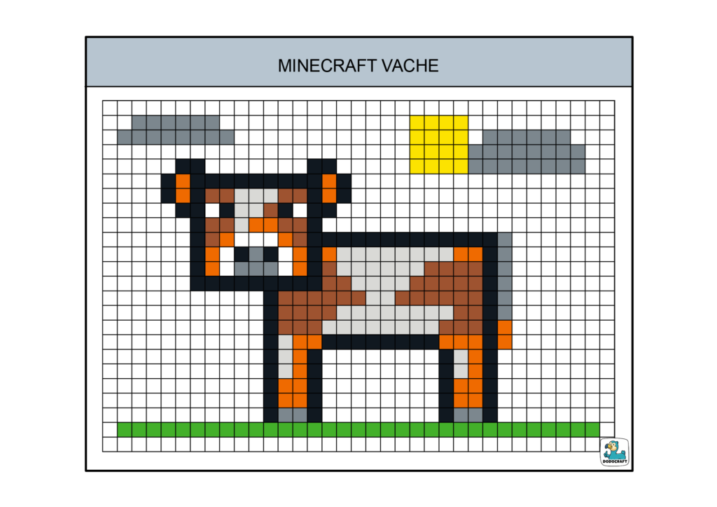 Vache Minecraft pixel art dodocraft