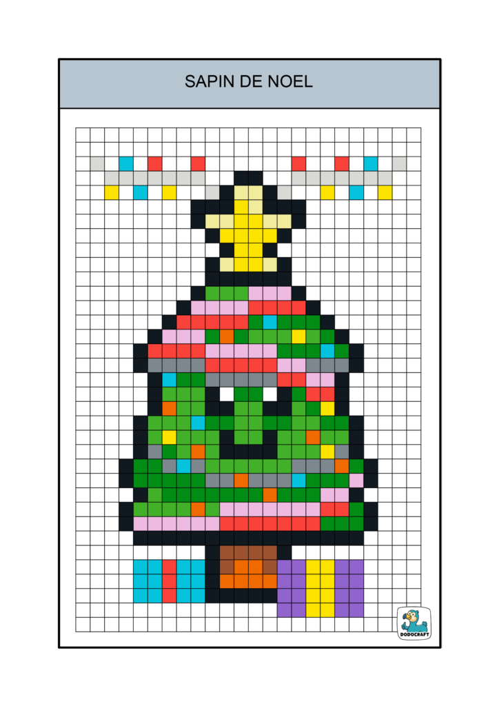 Sapin de Noël pixel art dodocraft