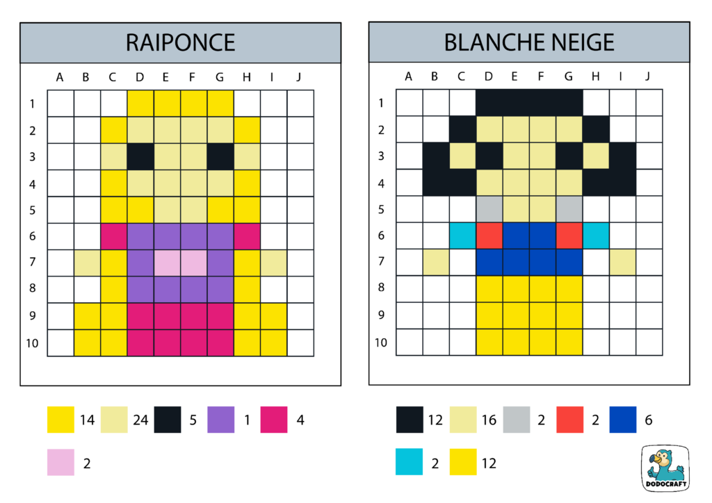 Raiponce et Blanche neige en Pixel Art