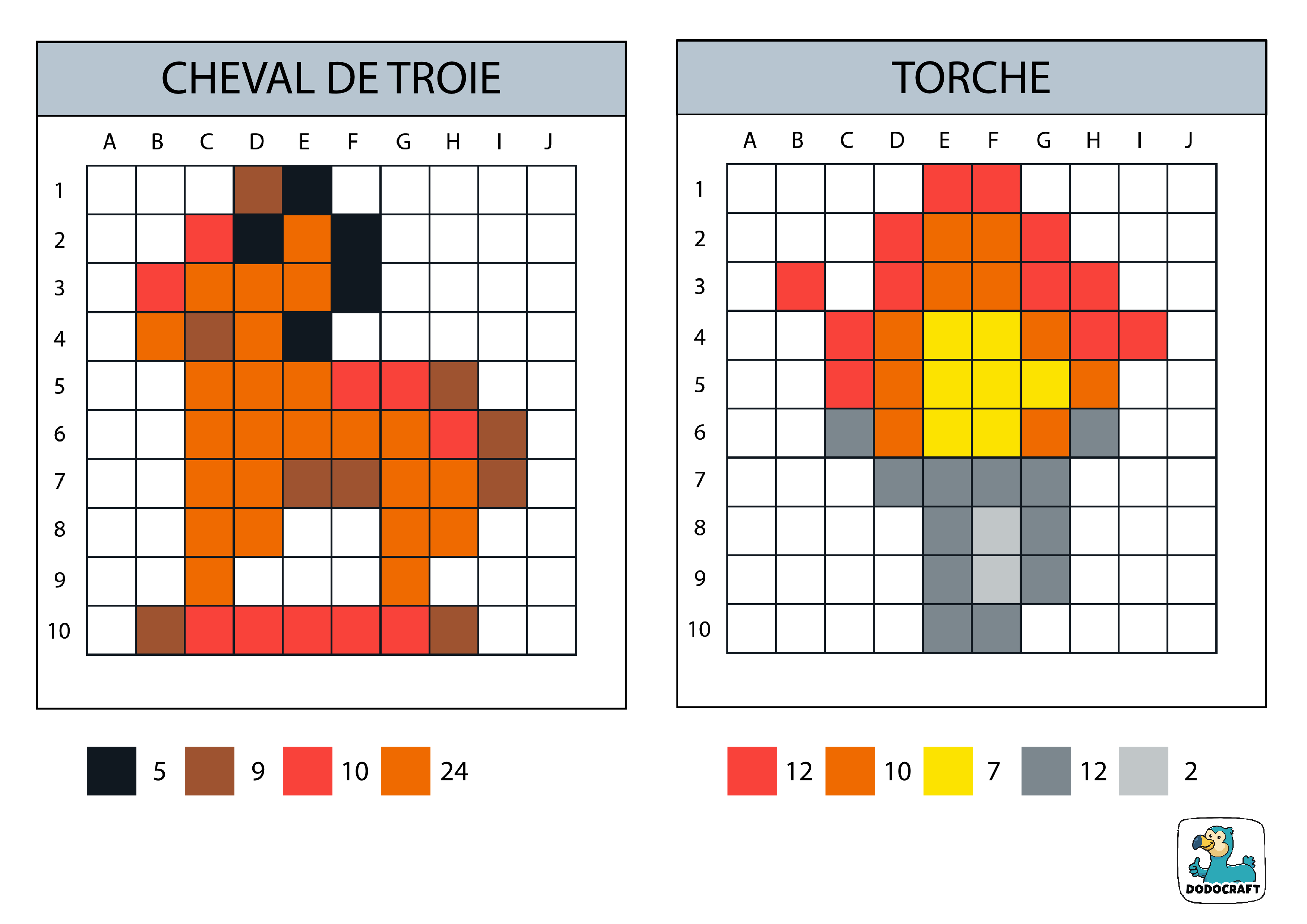 Grèce en Pixel Art - cheval de Troie et torche